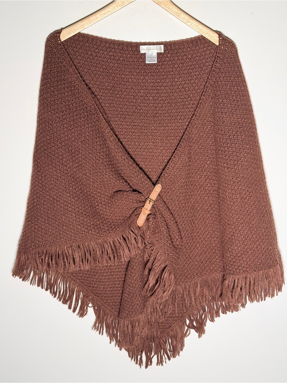 House of Harlow 1960 Brown Fringe Knit Poncho